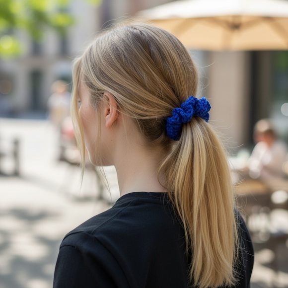 Blue Hair Scrunchie - Picture 3 of 6